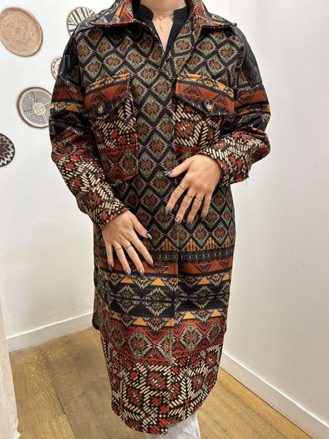 Manteau motifs aztèque